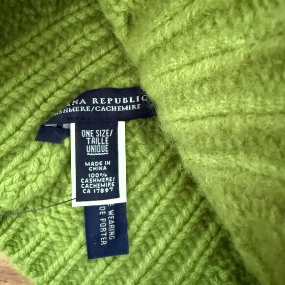 Banana Republic thick Aran cable knit Cashmere Toque / Beanie green NWT - Picture 5 of 6